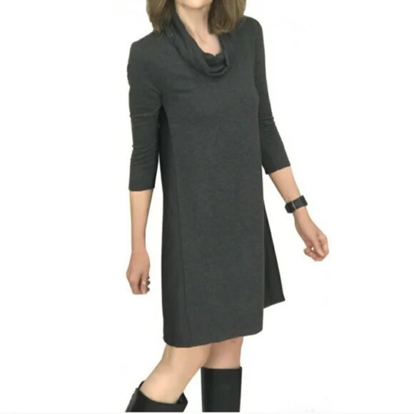 Anthropologie Saturday Sunday Cowl Neck Mixed Media Mini Dress Size S EUC - Picture 2 of 12